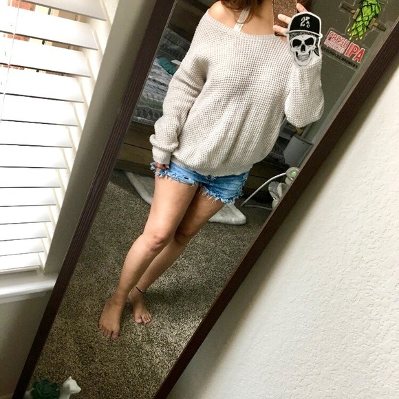 Tops - Chunky knit off shoulder sweater